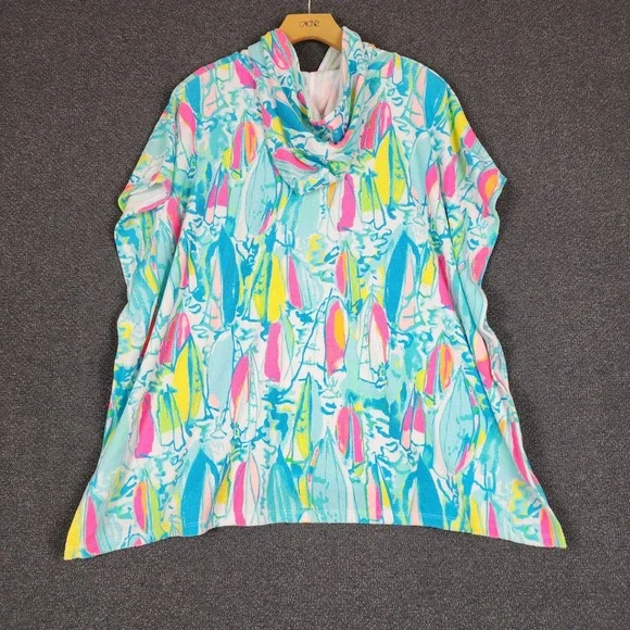 Lilly Pulitzer Lyra Coverup XL Beach and Bae Sailboat Hooded Terry Poncho 25659 - Picture 5 of 9